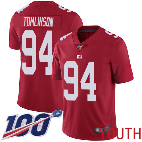 Youth New York Giants #94 Dalvin Tomlinson Red Limited Red Inverted Legend 100th Season Football NFL Jersey